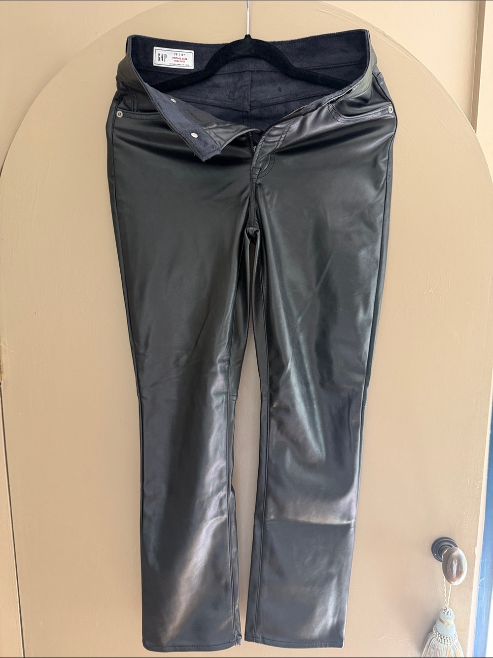 GAP Black Faux Leather Straight-Leg Pants